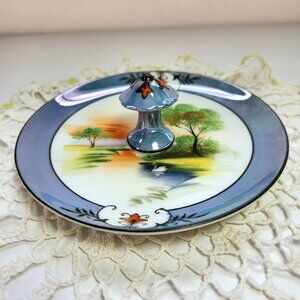 Noritake Lemon Dish Swan in the Lake Hand-Painted Morimura Brothers 1920s - 40s